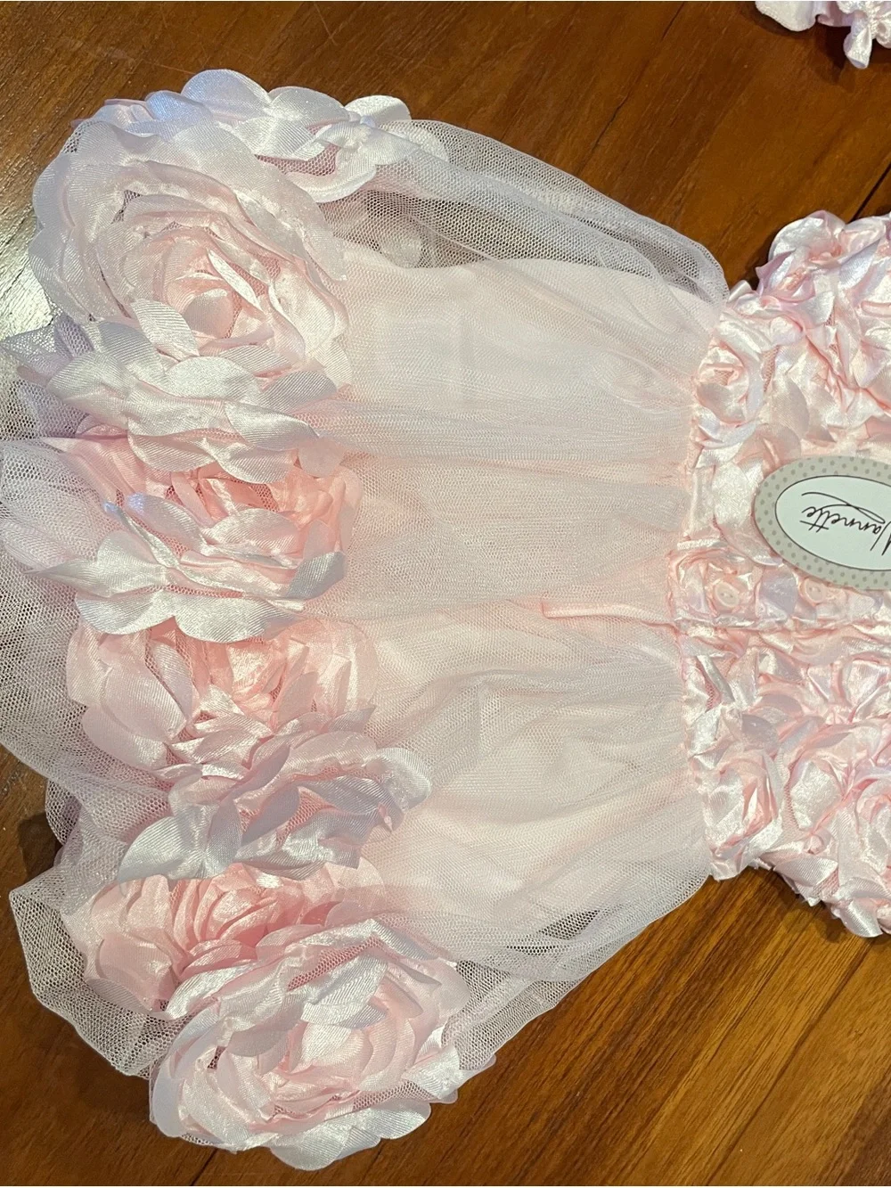 Baby Girls Pink Rosette Tulle Diaper Cover Set - Elegant Party Outfit